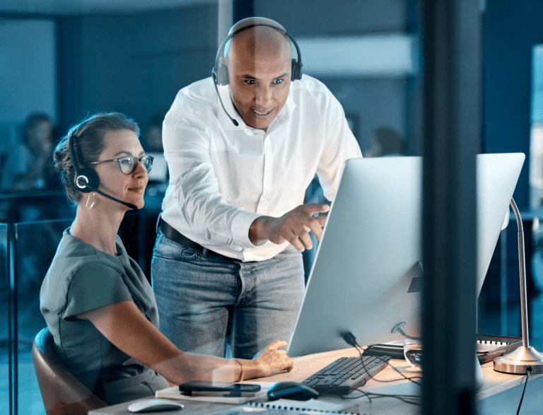 Two people working in telecom